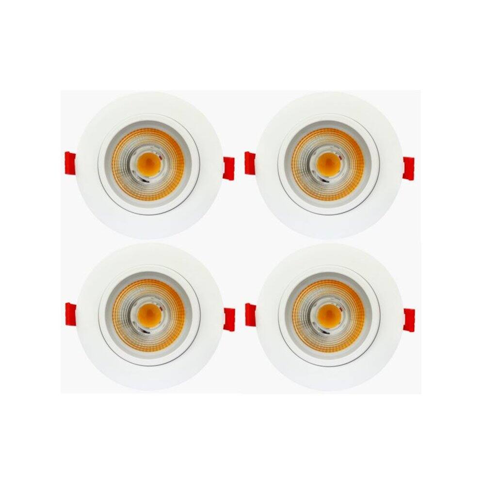 Front. Elitco Lighting - 4" Eye Gimbal Light 3000K 11W White Finish Ic Dimmable 950Lm Cri80 - White.