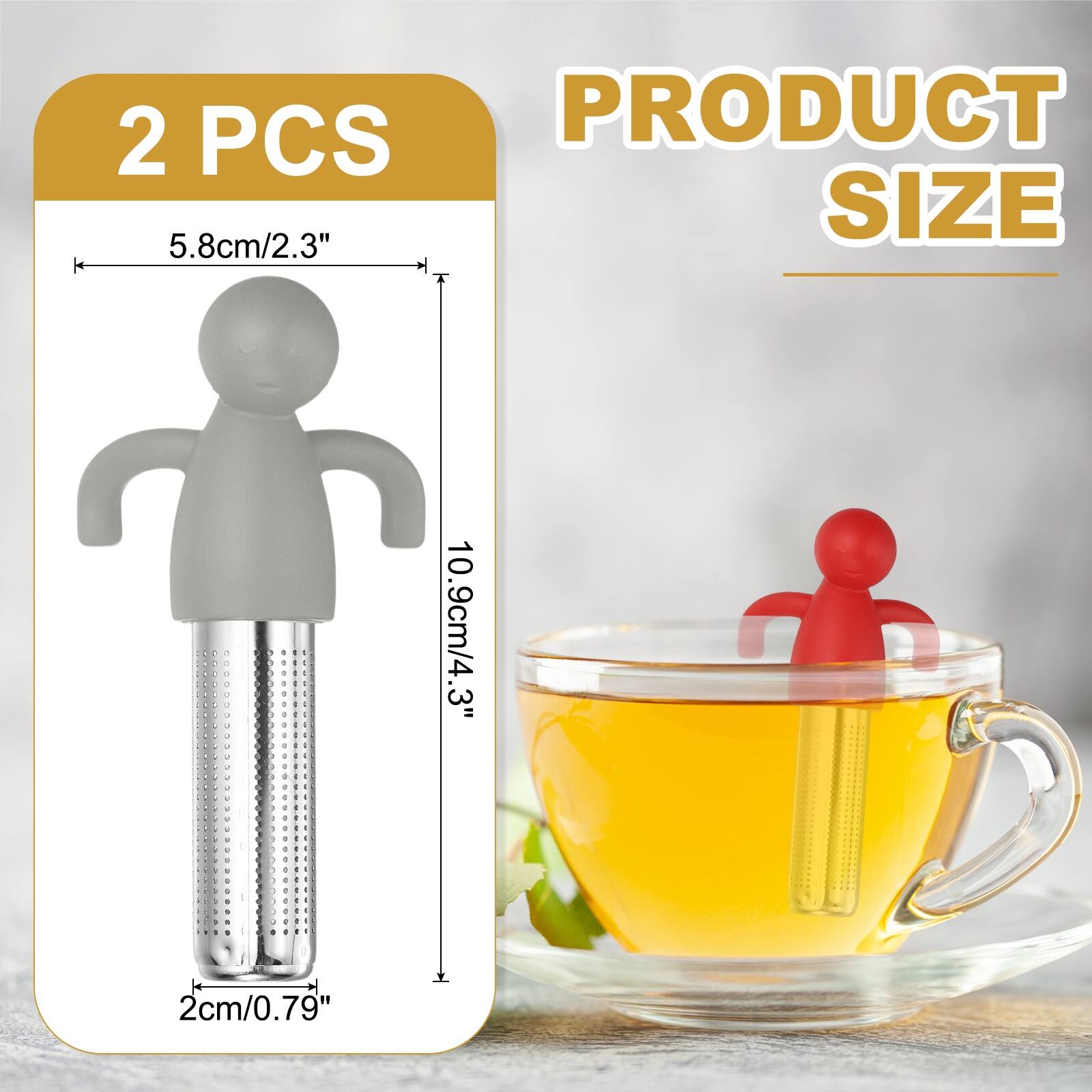 2 PCS  
PRODUCT SIZE  
5.8cm/2.3"  
10.9cm/4.3"  
2cm/0.79"