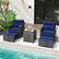 Alt View 1. Costway - 5 Piece Patio Rattan Furniture with 2 Ottomans & Tempered Glass Coffee Table - Navy + Mix Grey.