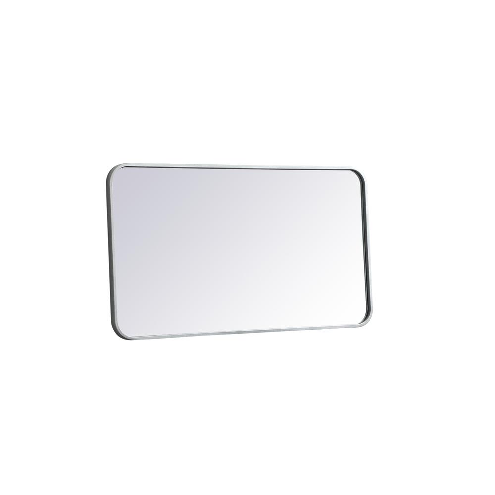 Left. Elegant Decor - Soft corner metal rectangular mirror 20x36 inch in Silver - Silver.