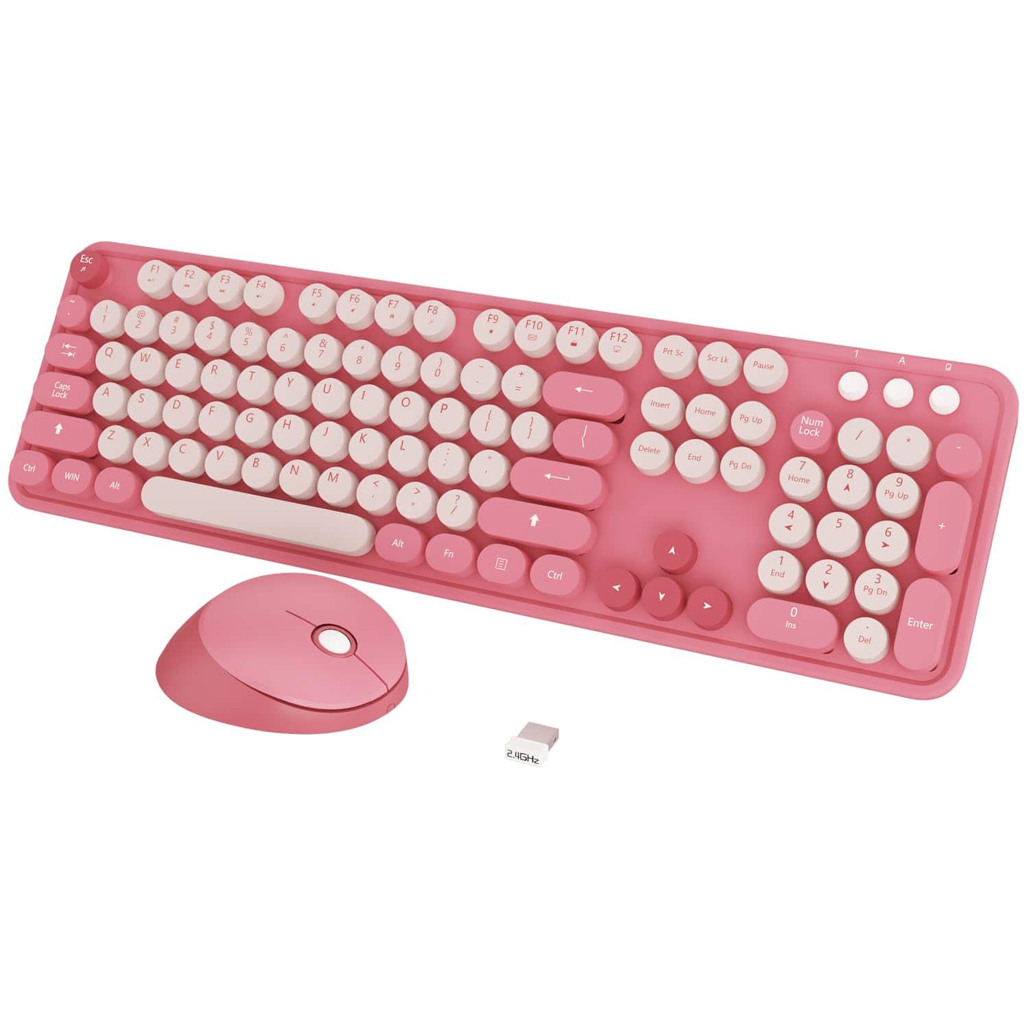 METALTON - Cute Colorful Typewriter Retro Round For Pc Laptop Desktop Windows Home And Keyboards - Pink