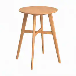 RYHNUYNE - Round Wood Side Table, 4-Leg Natural Wooden End Table, Small Accent Coffee Table for Balcony - Oak
