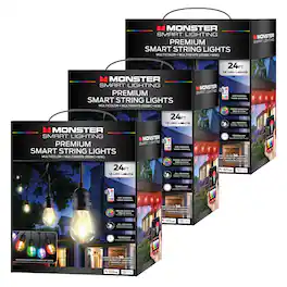 Monster - 72 ft Smart String Lights with 24 LED Lights for Outdoor Lighting & Backyard Lights - Multicolor