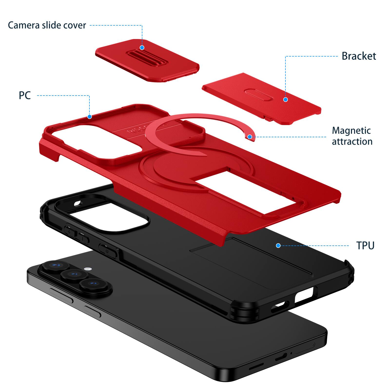 Camera slide cover  
Bracket  
PC  
Magnetic attraction  
TPU