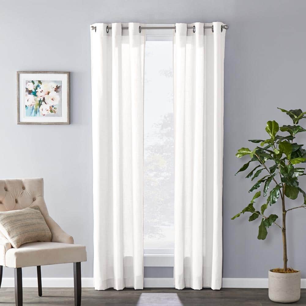 SKL Home - Saturday Knight Ltd Raine Light Filtering Sophisticated SunSafe Window Curtain Panel - 40" x 95" - Ecru