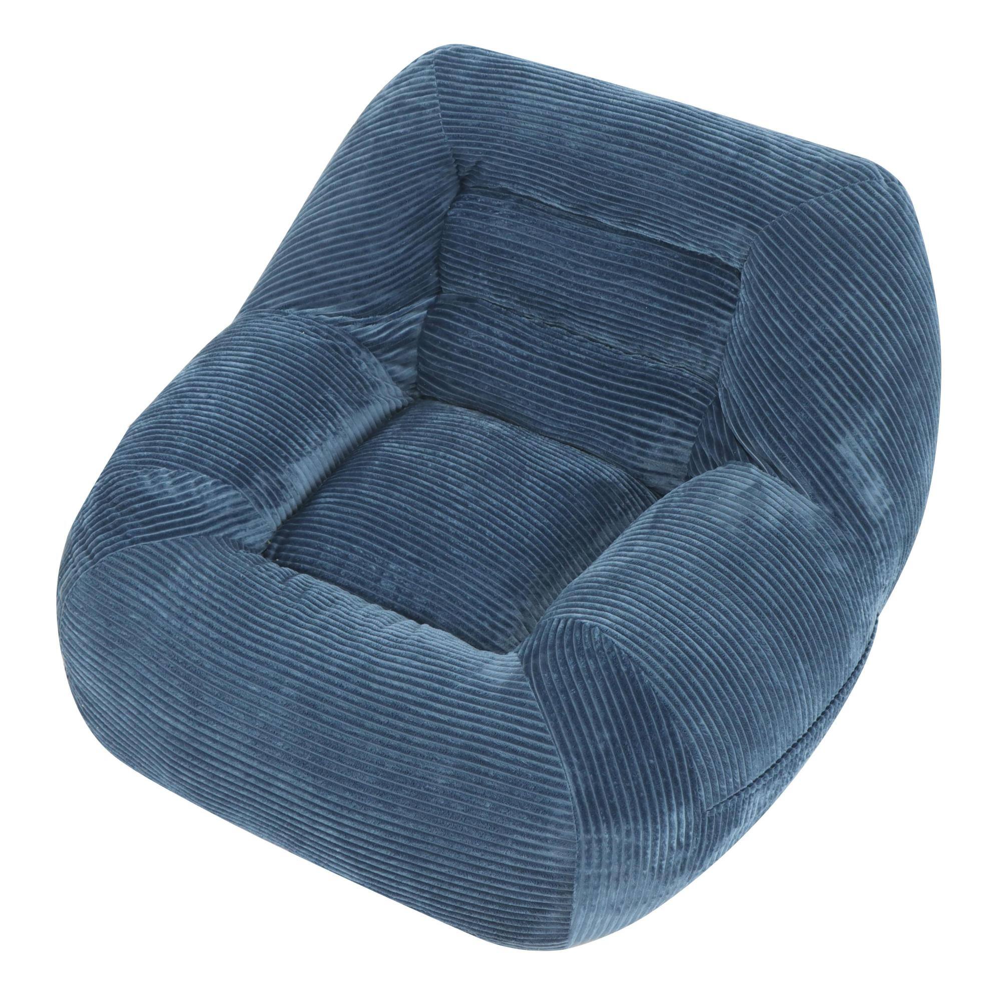 Alt View 2. GOODSILO - Plush Corduroy Fabric Beanbag Sofa for Cozy Living Spaces and Comfortable Lounging - Blue.