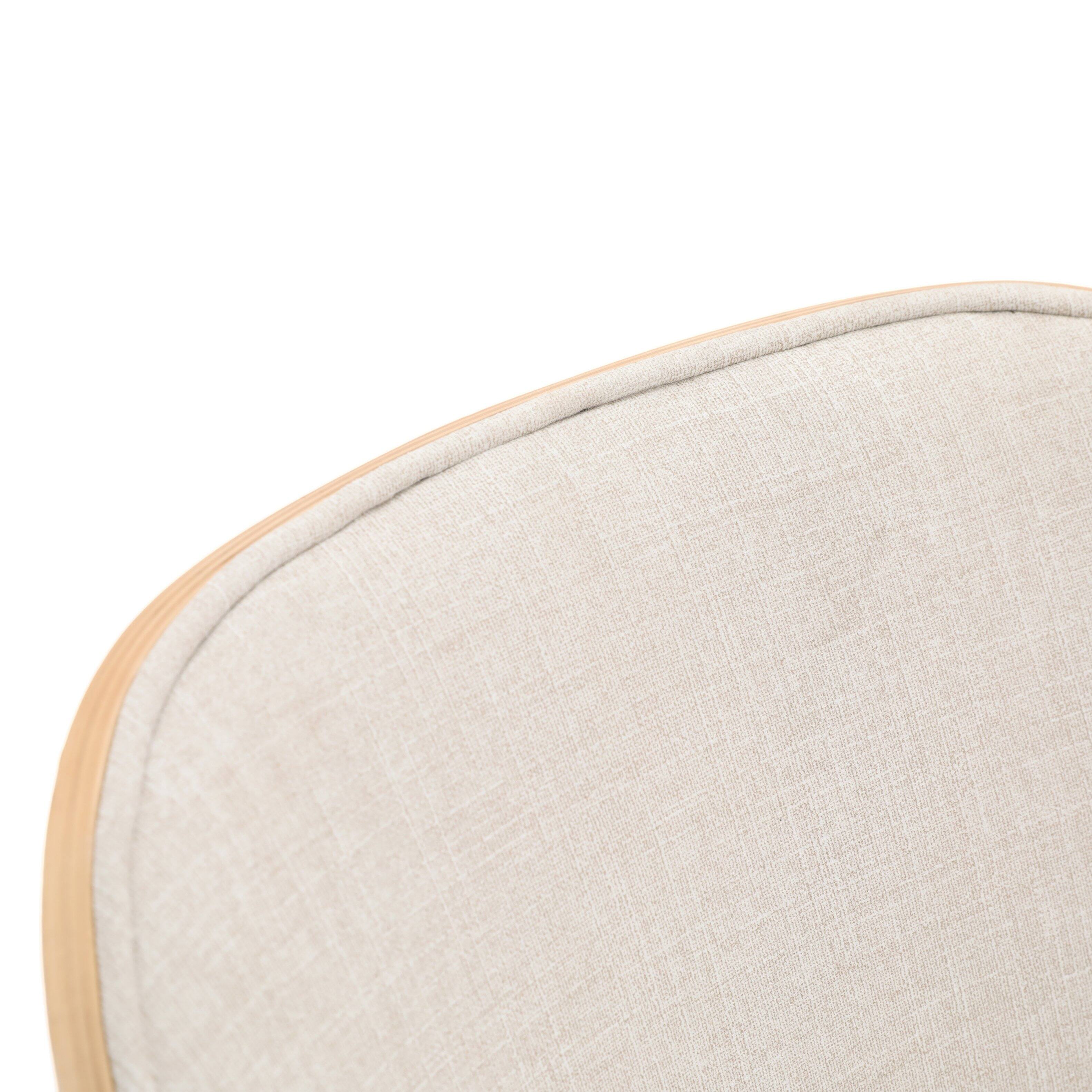 Alt View 4. LeisureMod - Tule Vintage Mid-Century Dining Chair, Modern Fabric Upholstered Kitchen Side Chair with Protective Floor Glides - Natural Wood/Beige.