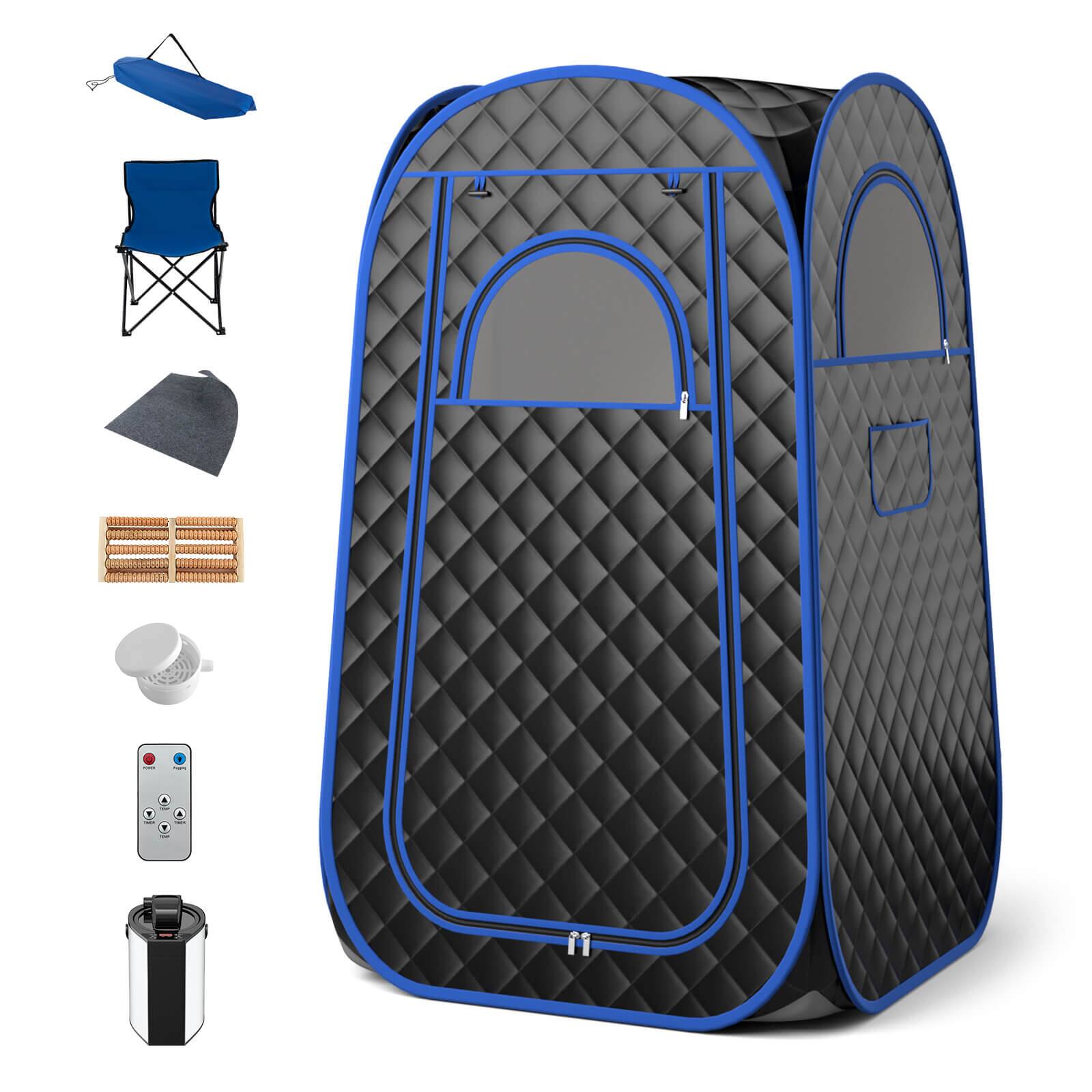 Alt View 17. Costway - Portable Home Sauna Full Body Steam Sauna Tent with 3L Steam Generator - Black + Blue.