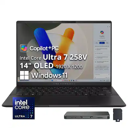 Copilot + PC
Intel Core Ultra 7 258V
14" OLED 1920 x 1200
Windows 11
ASUS VIVOBOOK
Intel Core Ultra 7