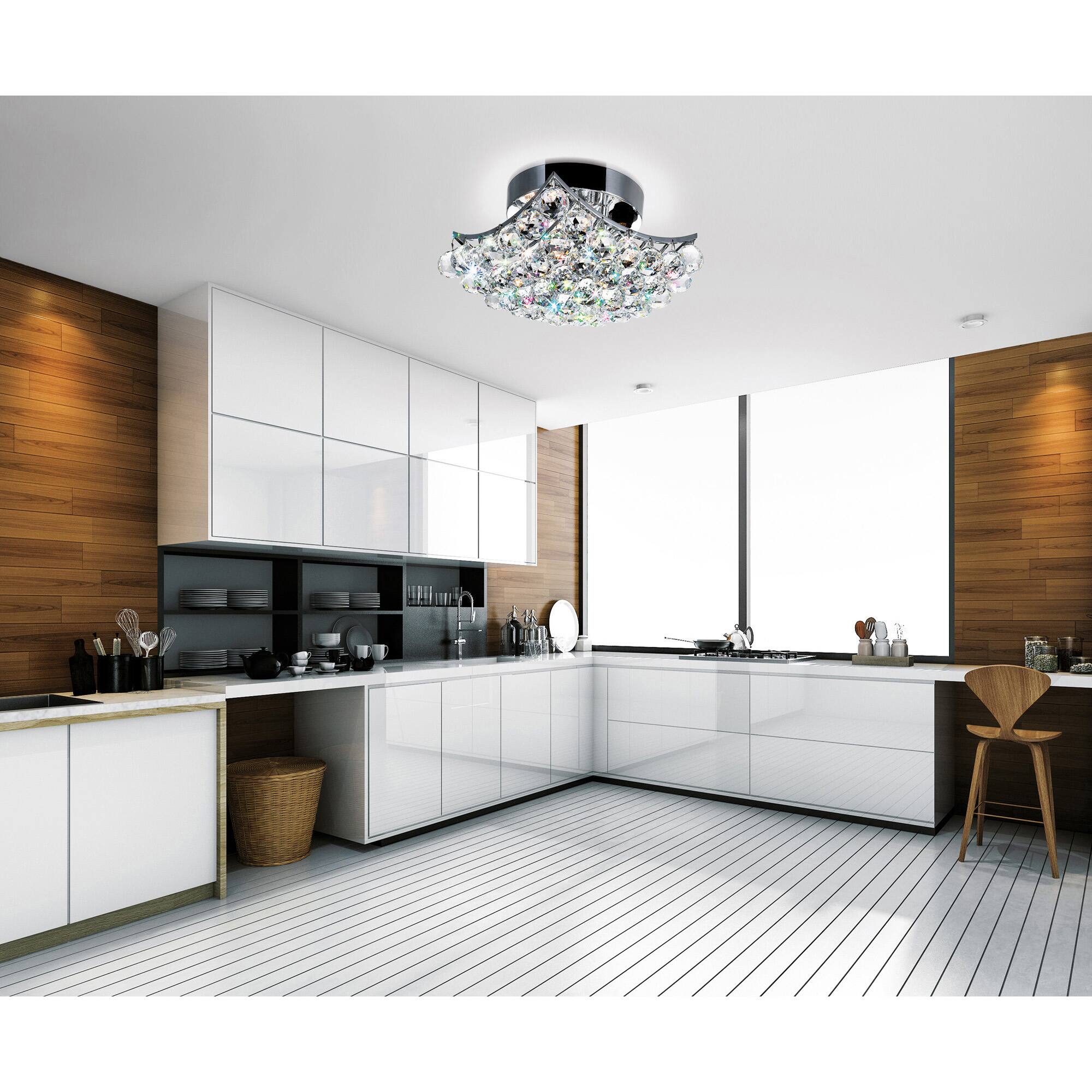 Alt View 3. CWI Lighting - Queen 4 Light Flush Mount With Chrome Finish - Chrome.