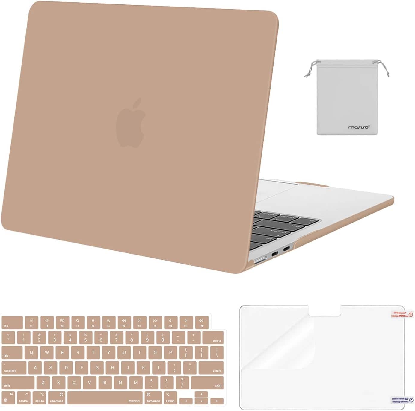 mosiso - Case for 13-inch MacBook Air M5 A3449 M4 A3240 M3 A3113 M2 A2681 with Keyboard Cover Screen Protector and Pouch - Bronze Brown price history on PriceWatchPro