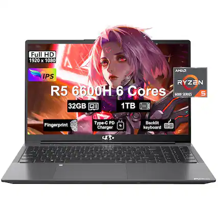 Full HD 1920 x 1080
IPS SUPER CLEAR
R5 6600H 6 Cores
32GB
1TB SSD
Fingerprint
Type-C PD Charger
Backlit keyboard
AMD RYZEN 5 6000 SERIES