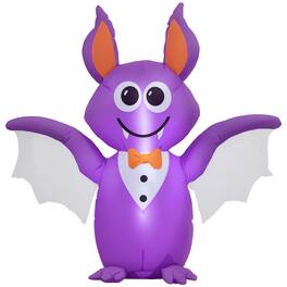 Outsunny - 4ft Inflatable Halloween Decoration Bat, Blow Up Outdoor LED Yard Display, Waterproof - Purple