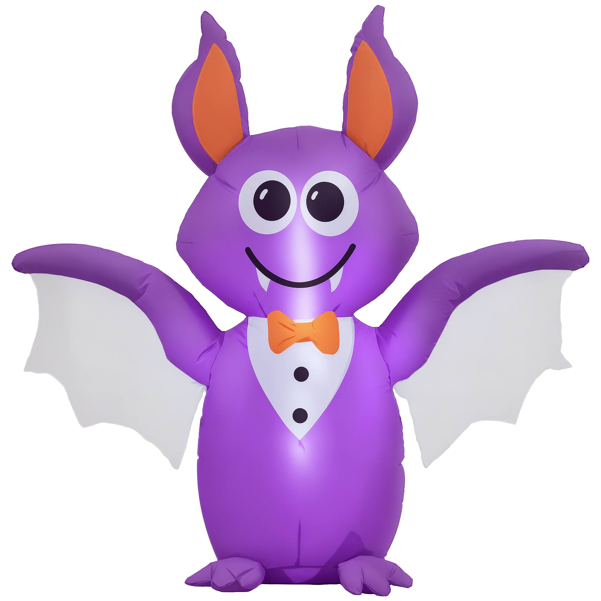 Front. Outsunny - 4ft Inflatable Halloween Decoration Bat, Blow Up Outdoor LED Yard Display, Waterproof - Purple.