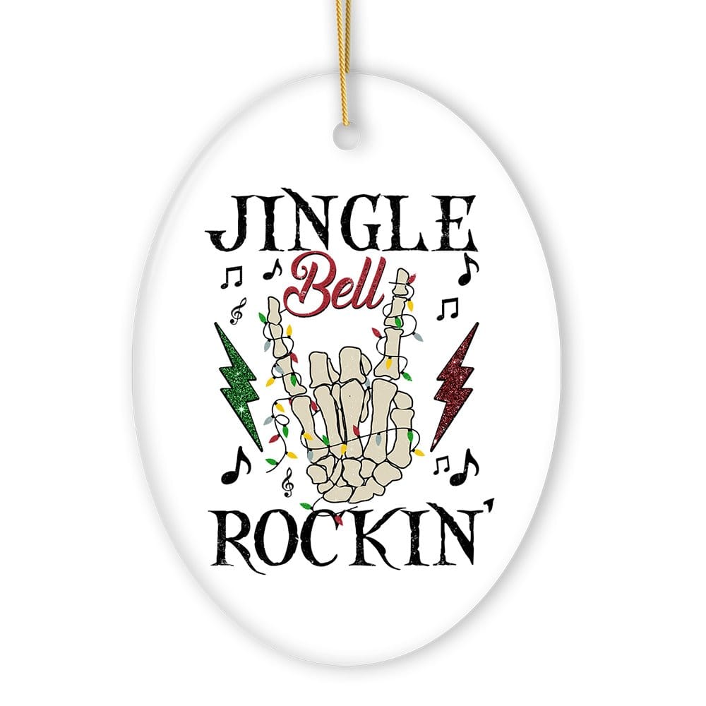 OrnamentallyYou - Jingle Bell Rockin Christmas Music Jam Ornament Skeleton Rocker Sign - Multi-colored