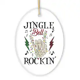 OrnamentallyYou - Jingle Bell Rockin Christmas Music Jam Ornament Skeleton Rocker Sign - Multi-colored