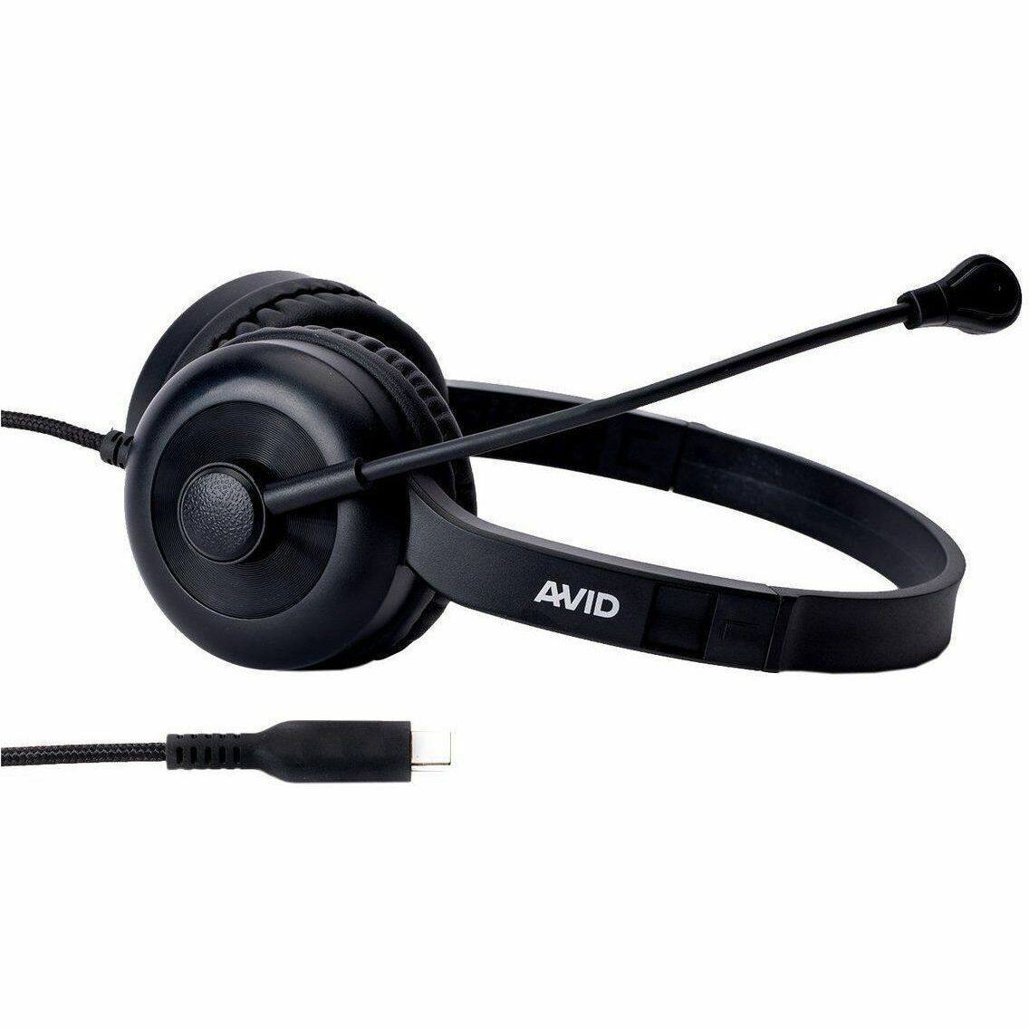 Alt View 5. Avid - AVID AE-15 Headset - Stereo - USB Type C - Wired - 32 Ohm - 20 Hz to 20 kHz - Over-the-head, On-ear - Binaural - Unknown.