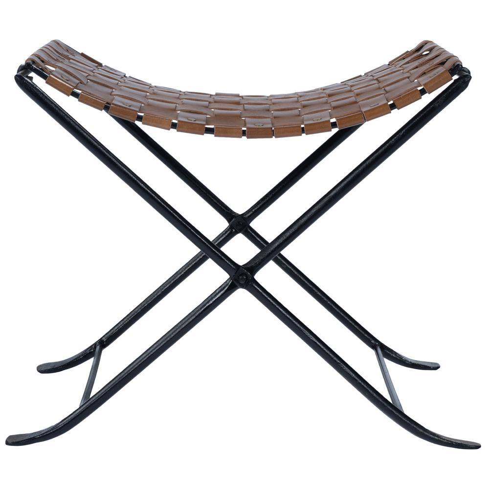 Alt View 4. Butler Specialty - Karma Woven Leather Stool - Medium Brown.