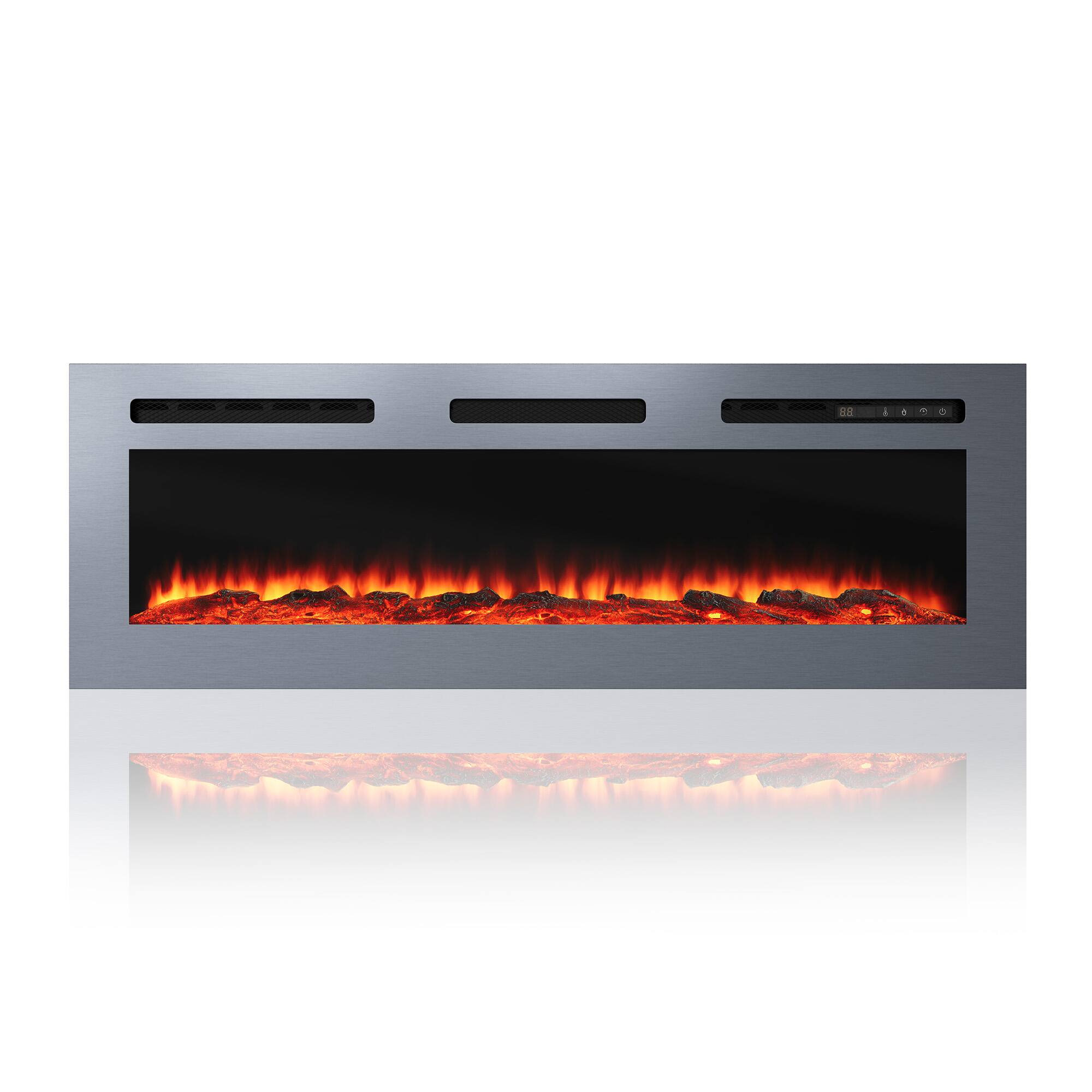 Alt View 5. Mondawe - 50" Stainless Steel Electric Fireplace - Silver.