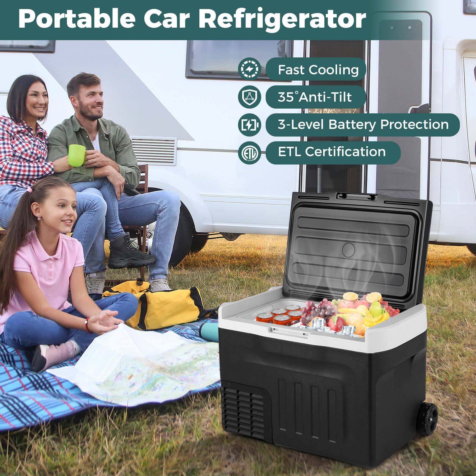 Portable Car Refrigerator

- Fast Cooling
- 35° Anti-Tilt
- 3-Level Battery Protection
- ETL Certification