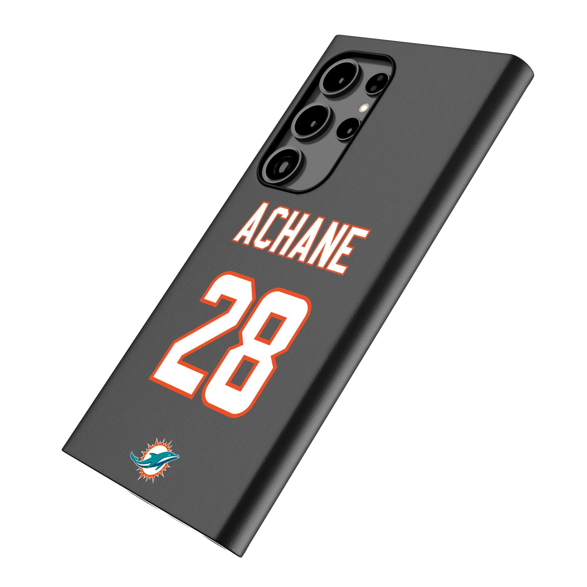 Alt View 1. Keyscaper - De-Von Achane Black Miami Dolphins Galaxy Magnetic Bump Case - S24 Ultra - Black.