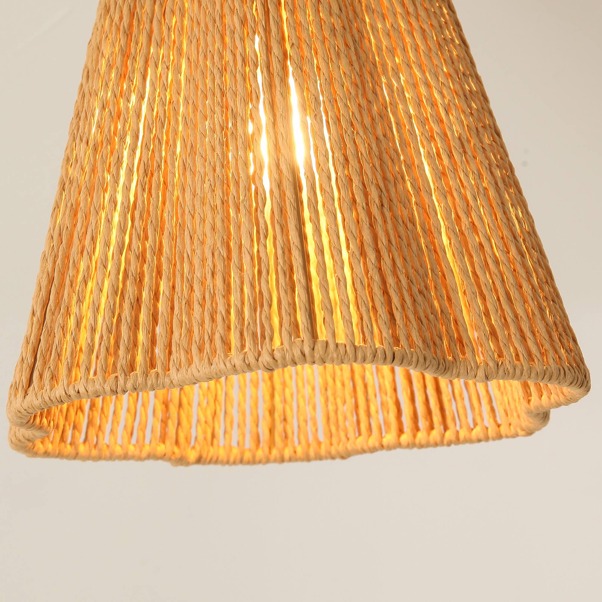 Alt View 6. Parrot Uncle - 7.3" Boho Copper Hemp Paper Rope Flush Mount Ceiling Light Fixture for Bedroom and Dining Room - Gold.