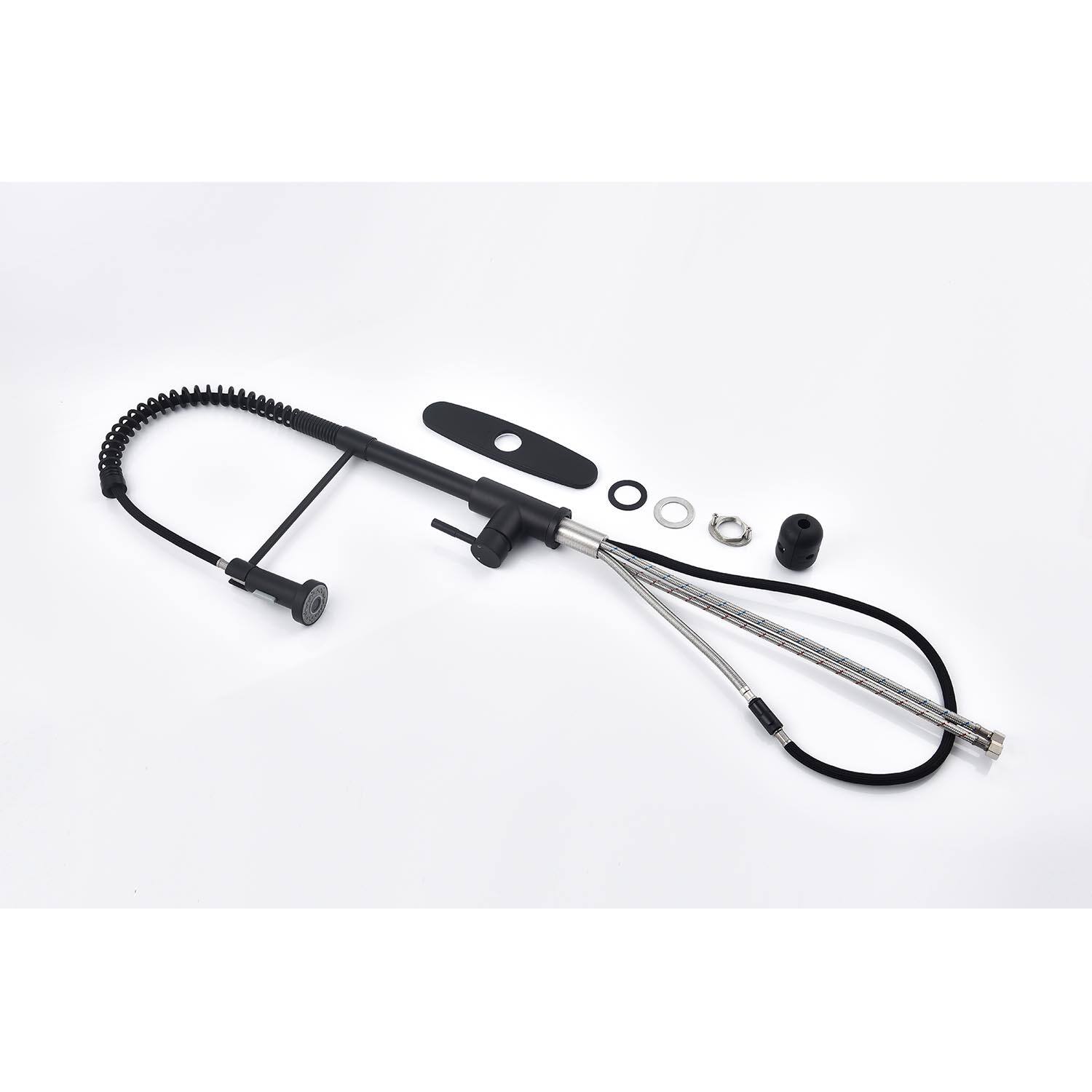 Alt View 8. Siljoy - Pull down Single Handle Spring Kitchen Faucet - Matte Black.