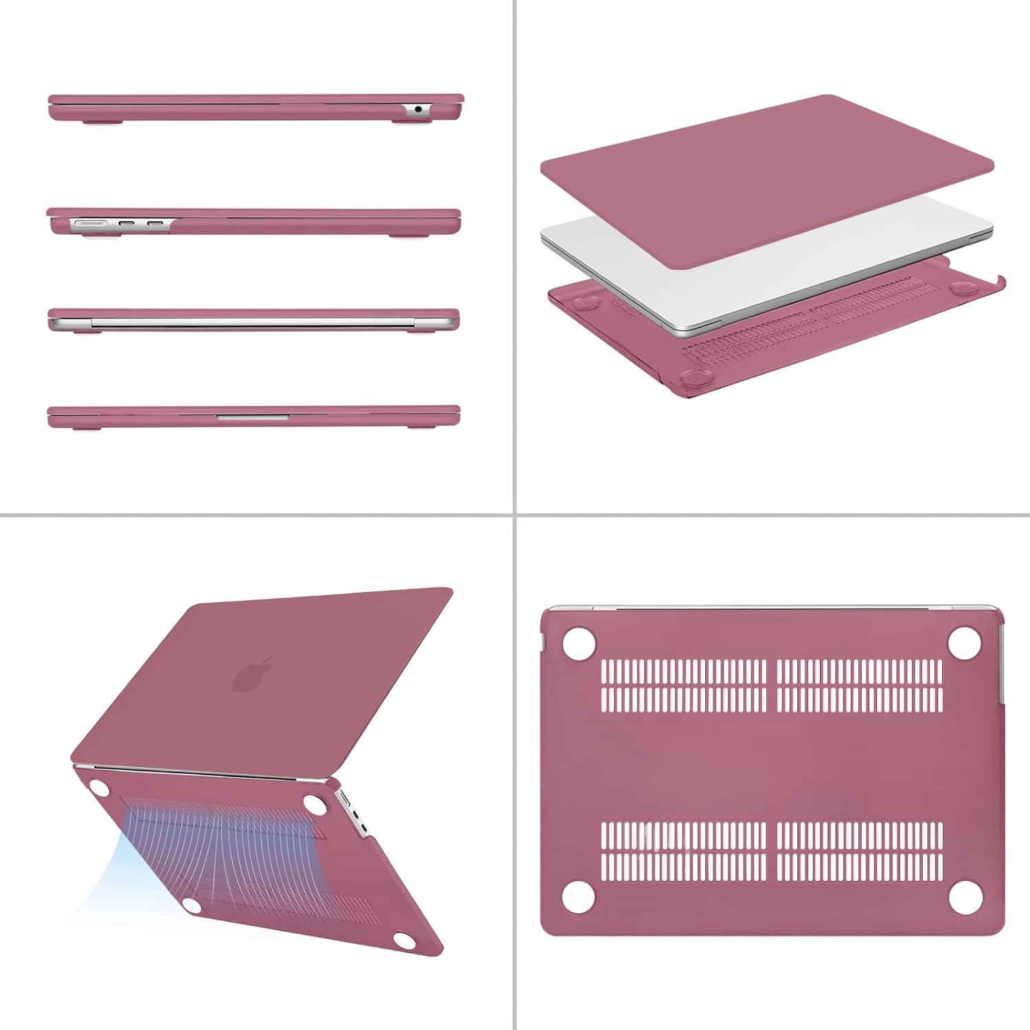 Alt View 1. mosiso - Case for MacBook Air 13 inch M5 M4 M3 M2 A3449 A3240 A3113 A2681 (2022-2026) - Dusty Rose.