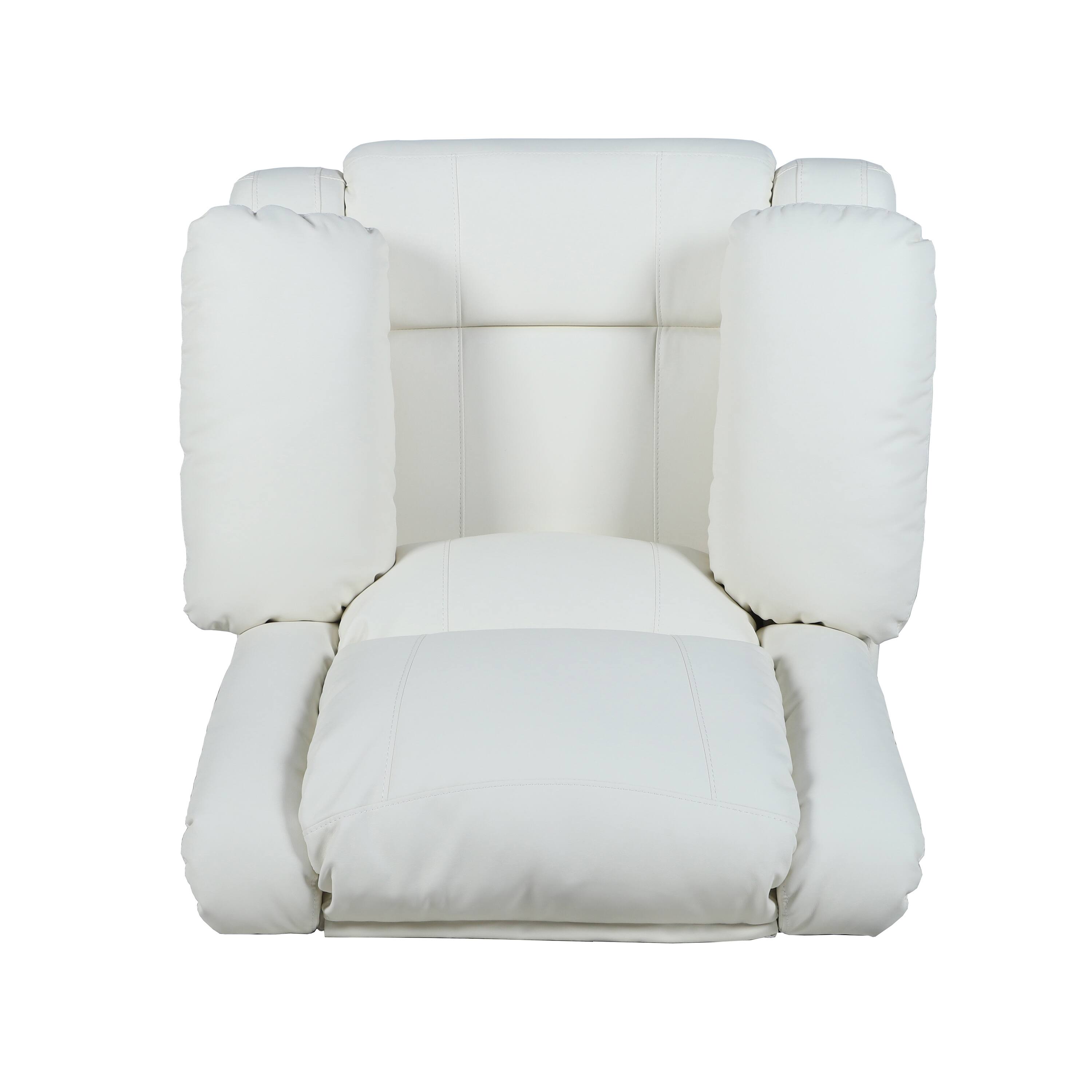 Alt View 10. Emma + Oliver - Recliner with Bustle Back and Padded Arms - Cream Faux Leather.