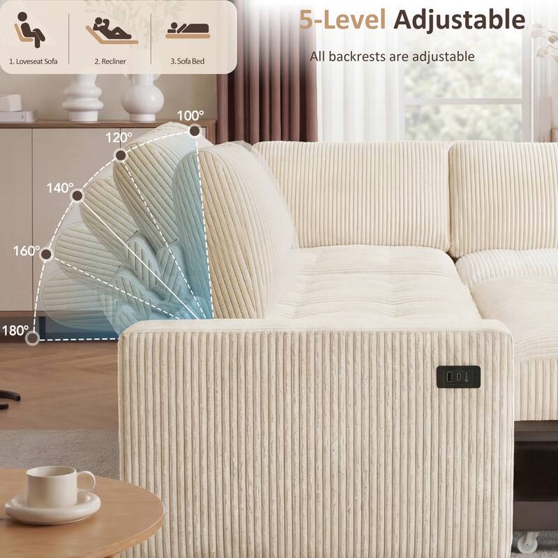 1. Loveseat Sofa  
2. Recliner  
3. Sofa Bed  
5-Level Adjustable  
All backrests are adjustable  
100° 120° 140° 160° 180°