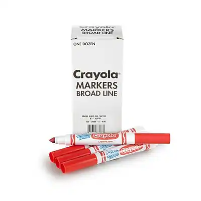 Crayola MARKERS BROAD LINE
ONE DOZEN
Crayola MARKERS BROAD LINE
MARK RED WISH
8 - 7801 - 4 - 688
Crayola
Crayola.com