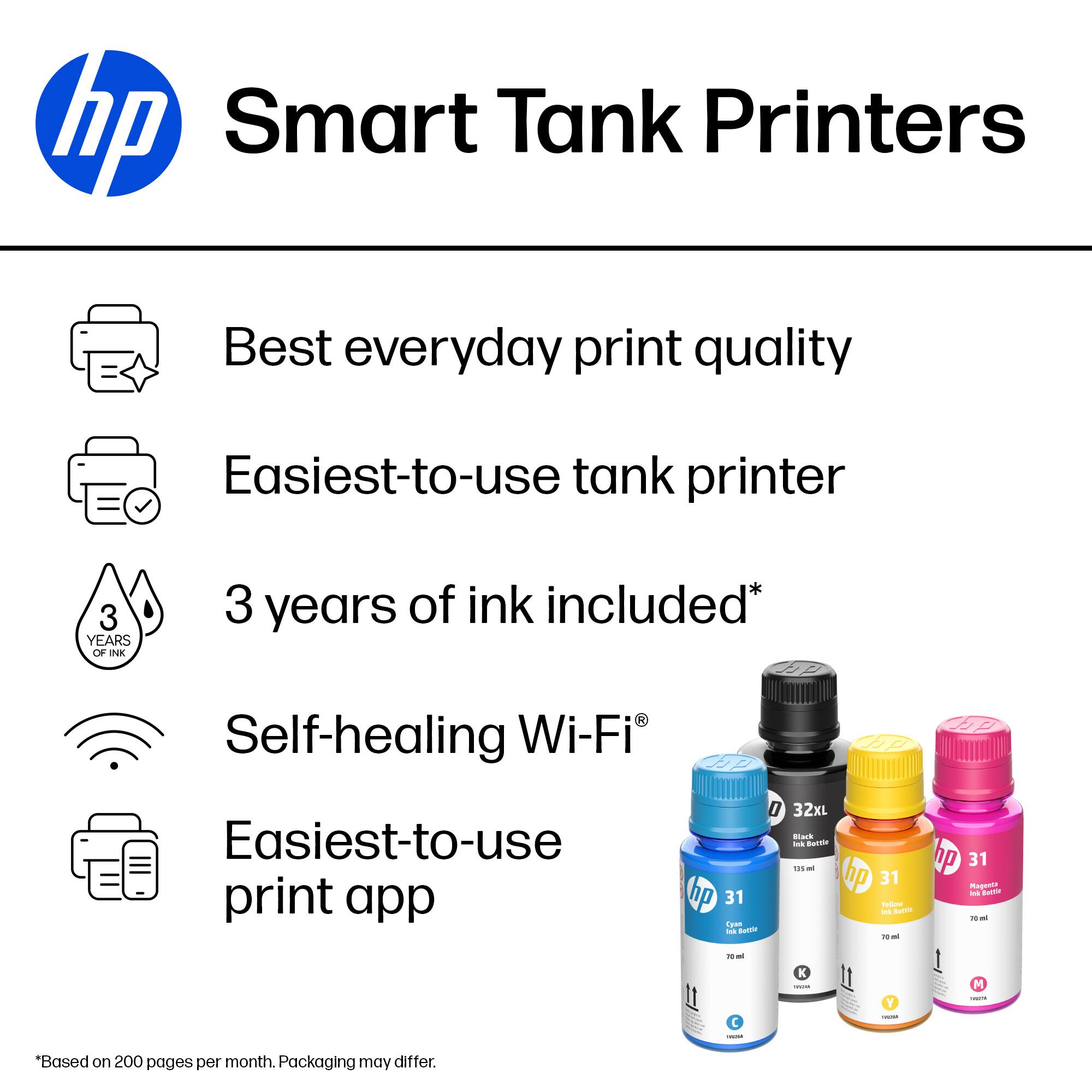 hp Smart Tank Printers

- Best everyday print quality
- Easiest-to-use tank printer
- 3 years of ink included*
- Self-healing Wi-Fi
- Easiest-to-use print app

*Based on 200 pages per month. Packaging may differ.