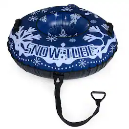 Costway - 42" Inflatable Snow Tube with Detachable Tow Strap, Thickened Bottom, 3-in-1 Valve - Blue