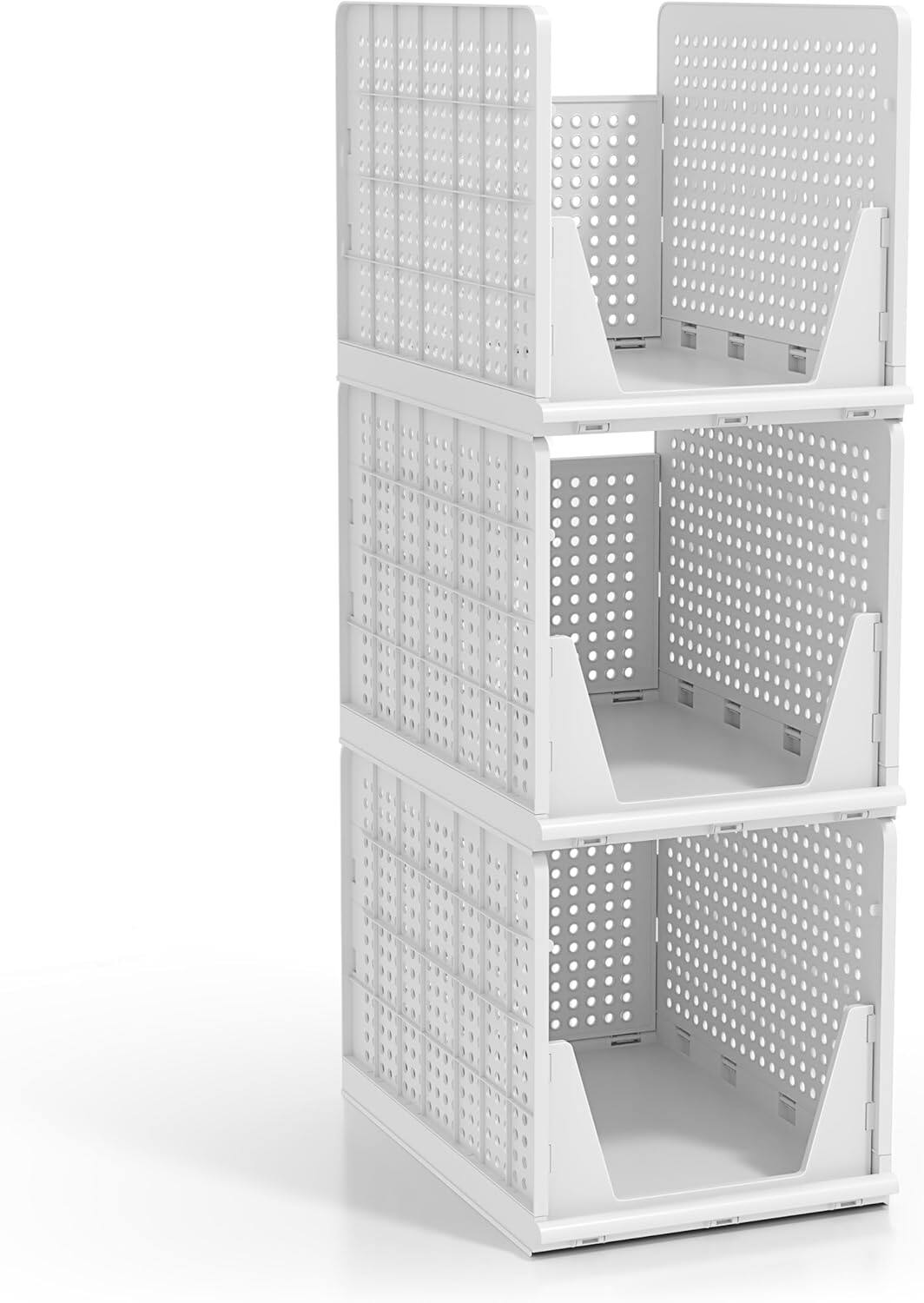 Alt View 4. Sorbus - Sorbus Shelf Organizer - Closet Shelf Organizer for Clothes, Closet, Bathroom, Kitchen, Garage - Plastic Stackable Shelf - White Extra Large.