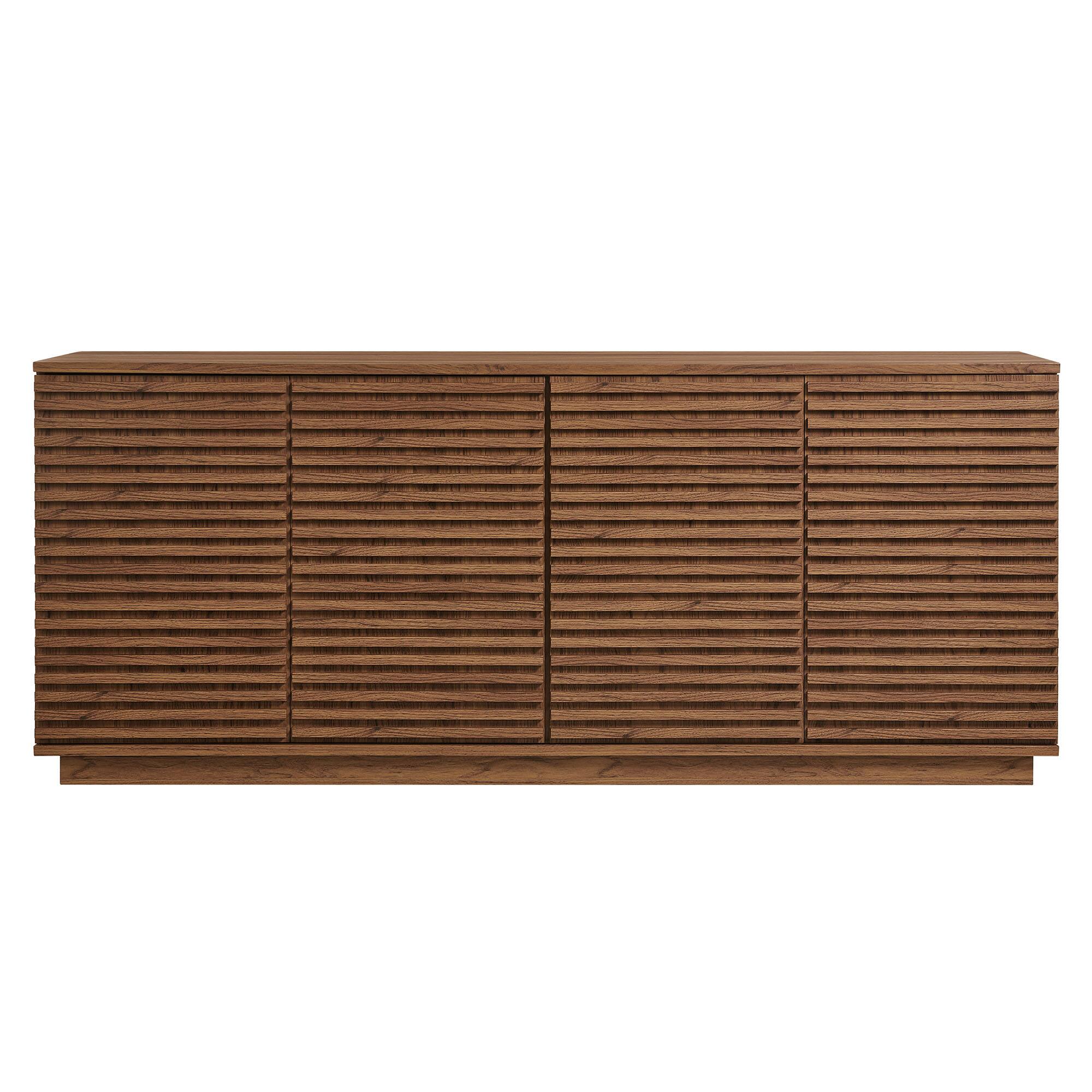 Alt View 4. Modway - Render 4-Door Fluted Sideboard Cabinet TV Stand by Modway - Walnut.