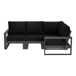 WestinTrends - Montara Outdoor 4-Piece HDPE L-Shaped Modular Patio Sofa Furniture Set - Black