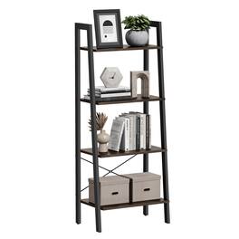 Songmics Home - Ladder Shelf, 4-Tier Bookshelf, Storage Rack, Bookcase, for Living Room, Kitchen, Bedroom, Dark Brown and Black - Hickory Brown and Ink Black
