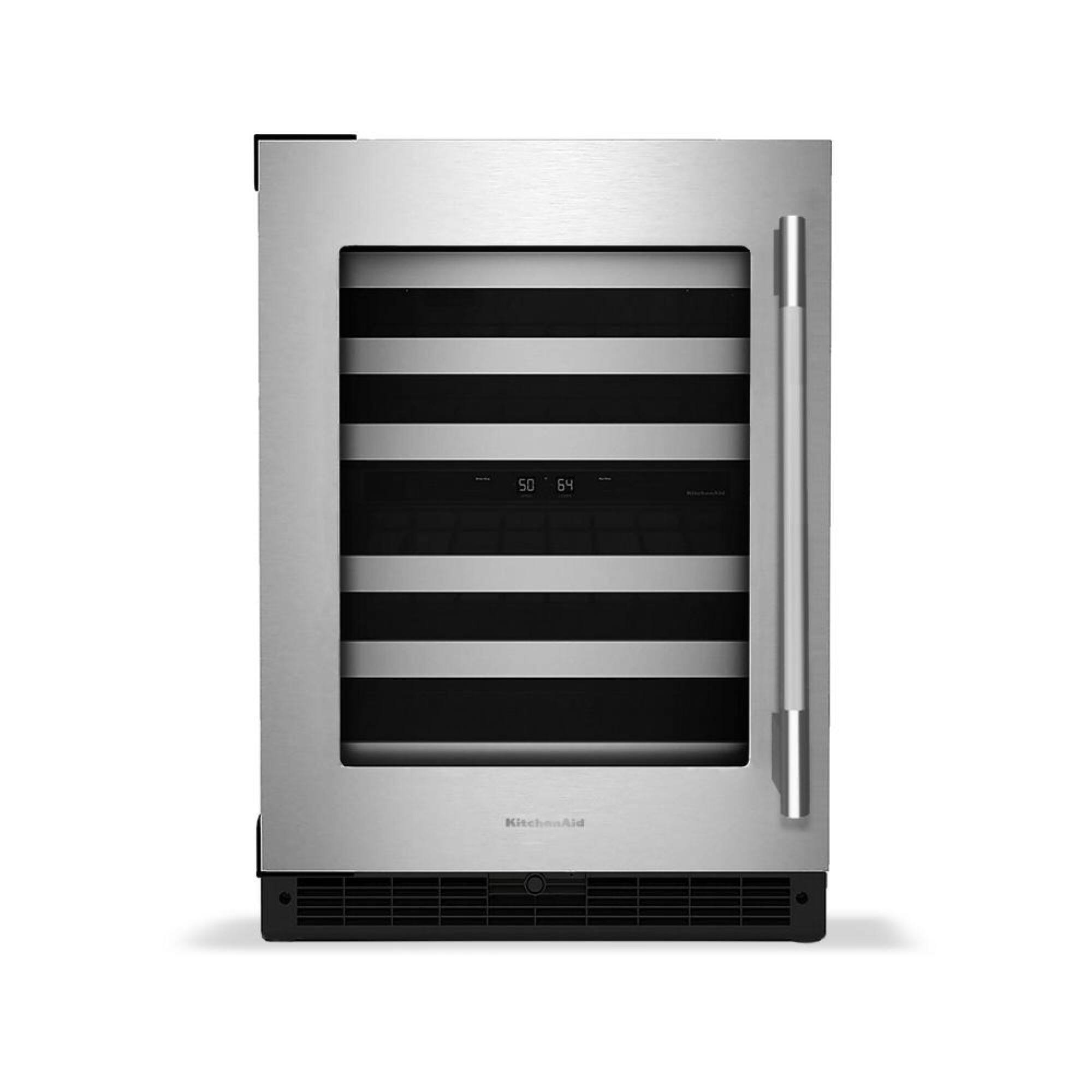 KitchenAid - 46-Bottle Wine Cellar - Black Cabinet/Stainless Steel Doors