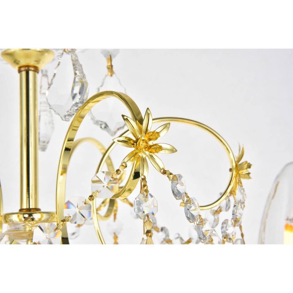 Alt View 4. Elegant Lighting - St. Francis 6 light Gold Chandelier Clear Royal Cut Crystal - Gold.