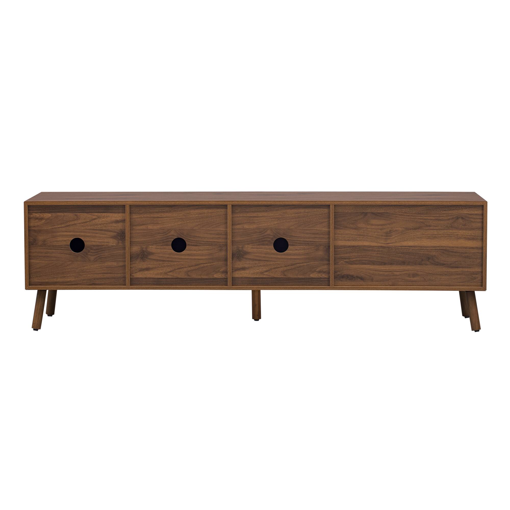 Alt View 2. Whisen - 68-Inch Mid-Century Modern TV Stand for TVs up to 75-Inch,Media Console with Storage and 5 Solid Wood Legs - Walnut.