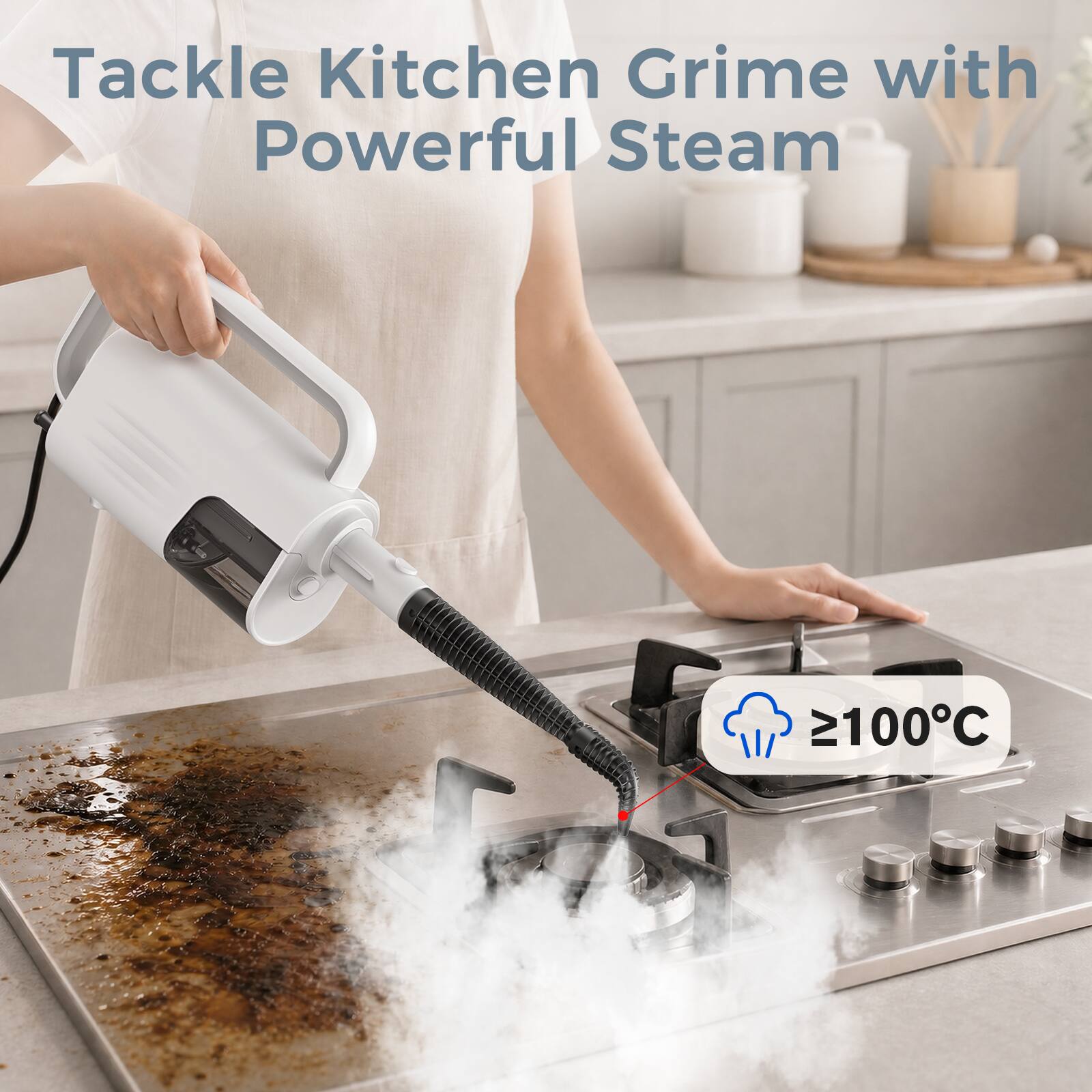 Tackle Kitchen Grime with Powerful Steam  
≥100°C