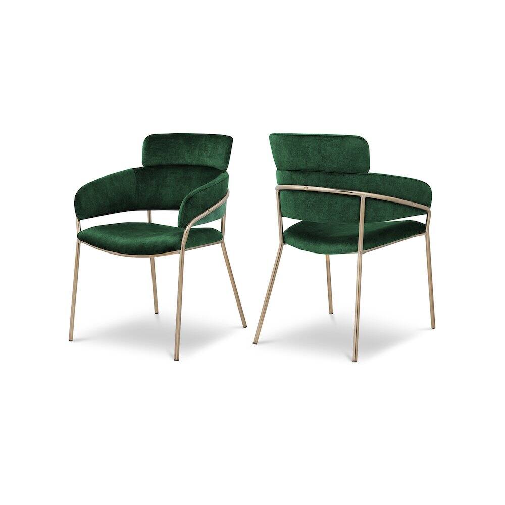 Meridian Furniture - Yara Velvet Dining Chair, Set of 2 - Green