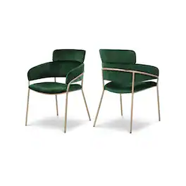 Meridian Furniture - Yara Velvet Dining Chair, Set of 2 - Green