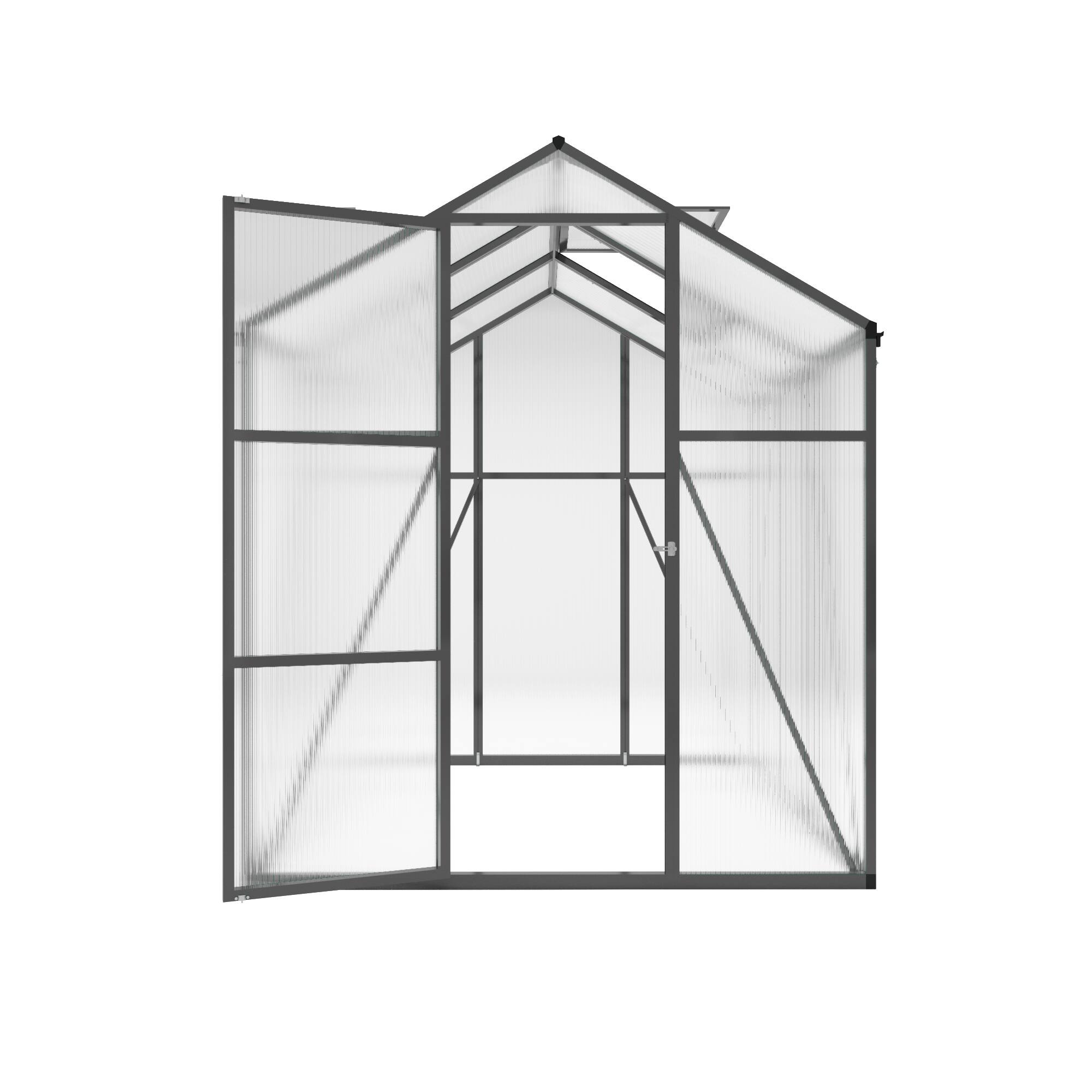 Alt View 4. Mondawe - 6x6 FT Polycarbonate Greenhouse with Raised Base and Anchor Aluminum, Gain Height Windproof Aluminum - Black.