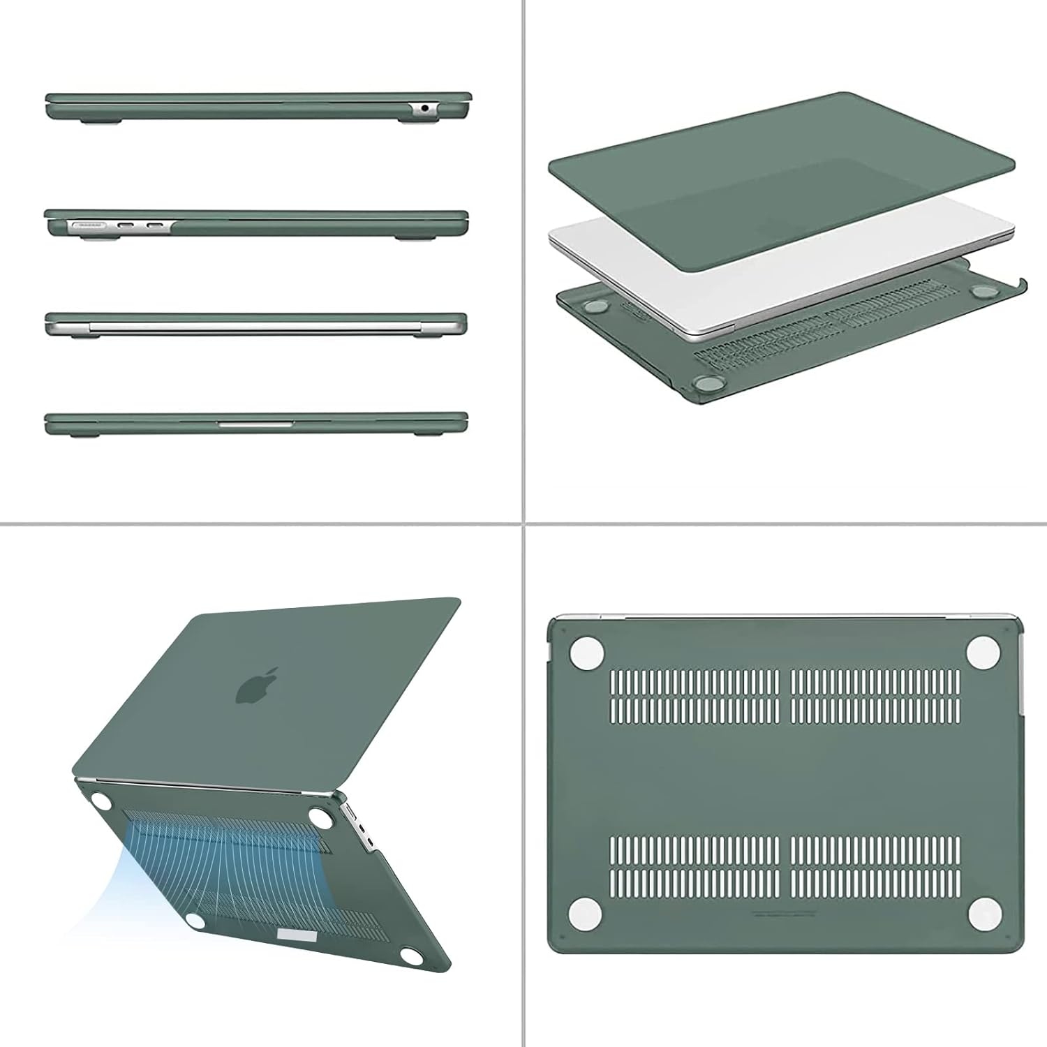 Alt View 1. mosiso - Laptop Case for MacBook Air 13 inch Case M5 A3449 M4 A3240 M3 A3113 M2 A2681 2022-2026 - Emerald Green.