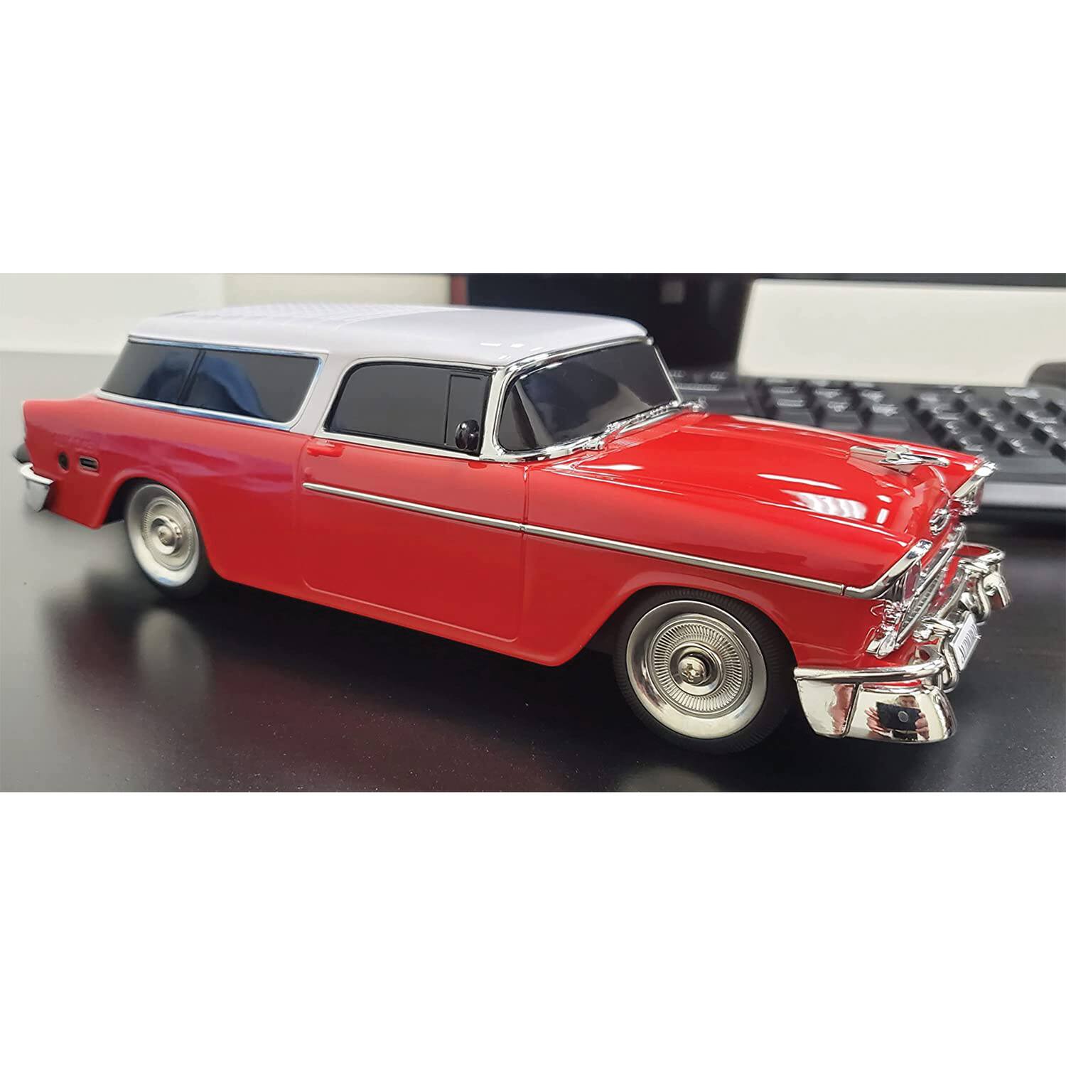 Left. AudioBox - TRK-5500BT Retro Ride 10-Watt Continuous Output 1955 Replica Car Bluetooth Speaker - Red.