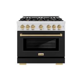 ZLINE - Autograph 36 in. Select Dual Fuel Satin Steel Range w/ Black & Bronze Accents (HDRSZ-BLM-36-CB) - Black Matte