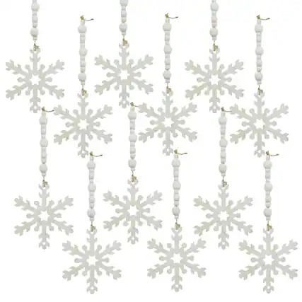 Front. Dexmalle - Dexmalle-Christmas Tree Decor Hanging Snowflake Ornament,Set of 12-White - White.
