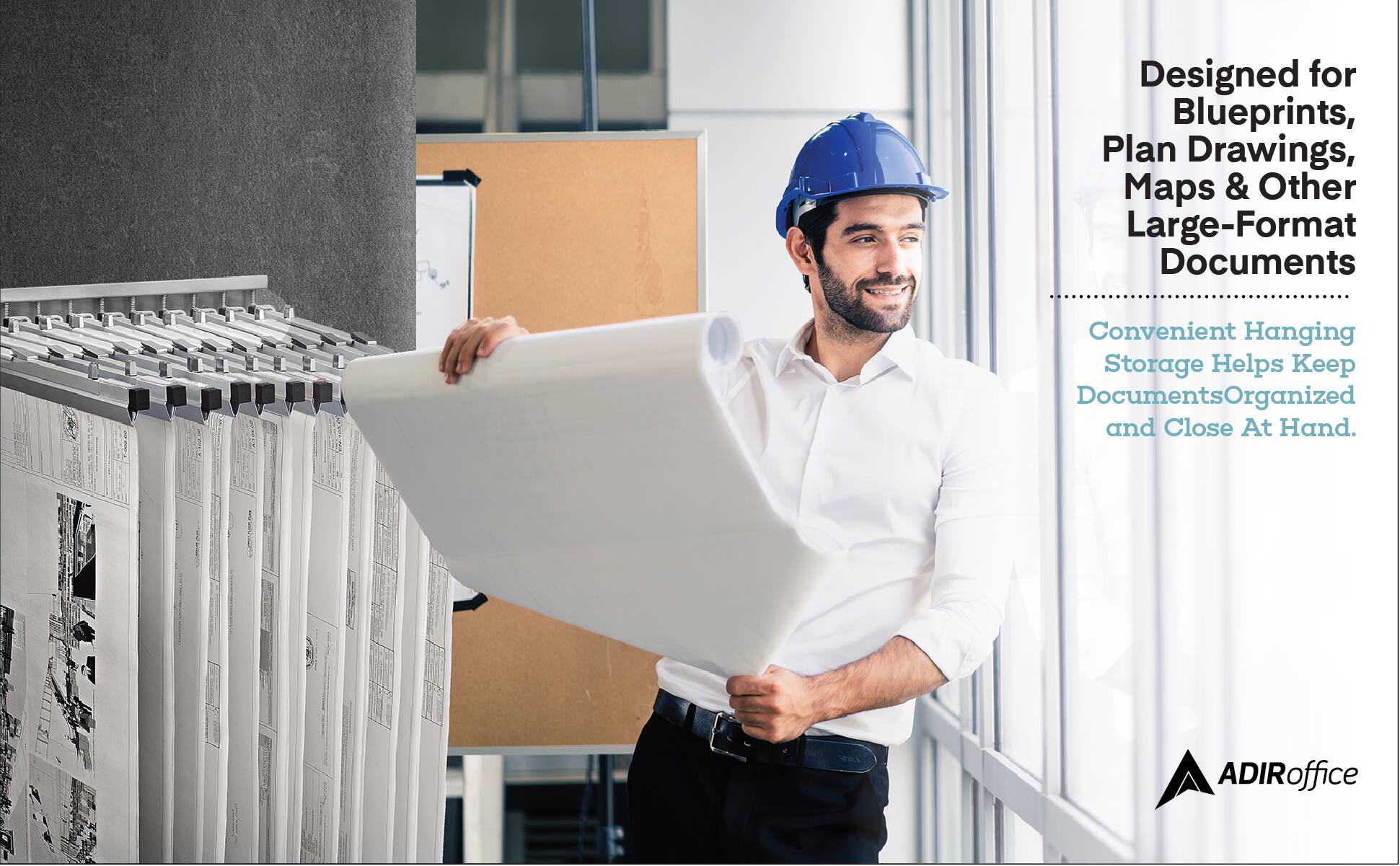 Designed for Blueprints, Plan Drawings, Maps & Other Large-Format Documents. Convenient Hanging Storage Helps Keep Documents Organized and Close At Hand. ADIRoffice ADIR