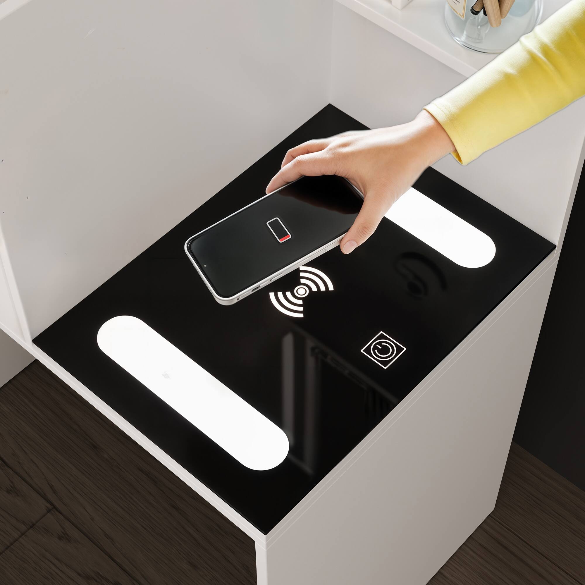 Alt View 7. Famapy - Famapy Multifunctional Vanity Nightstand: Your Compact Beauty & Storage Hub - White.